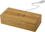 Caricabatterie wireless in bamboo con orologio