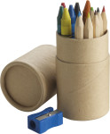 Cardboard tube with pencils